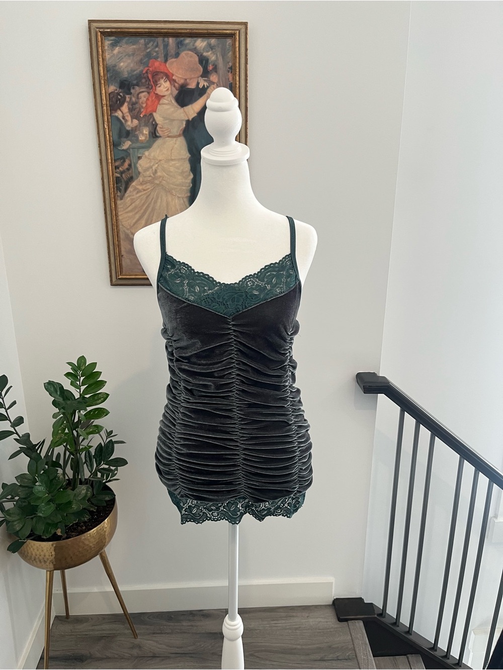 90’s Witchy Velvet Lace Ruched Cami Tank Top